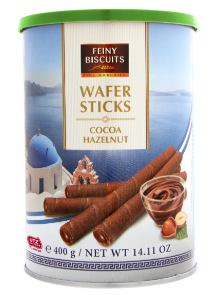 Трубочки Feiny Biscuits Wafer Sticks Cocoa Hazelnut с ореховой начинкой и какао 400 г 