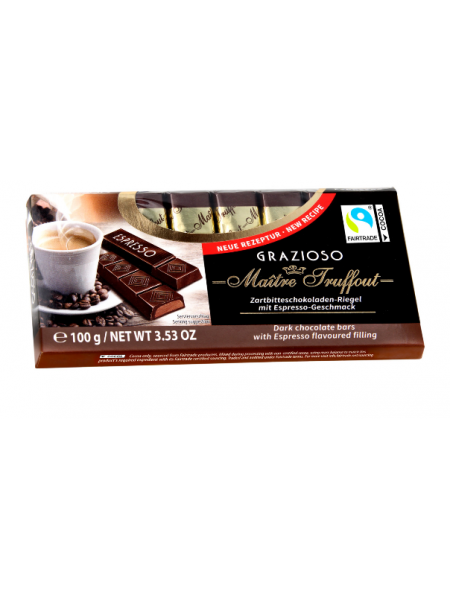 Темный шоколад Maitre Truffout Zartbitter Espresso geschmack 8x12,5г