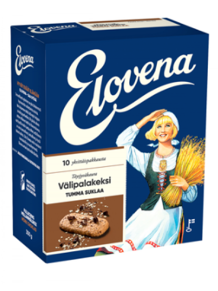 Печенье Elovena Välipalakeksi Tumma Suklaa 10 х 30г темный шоколад 