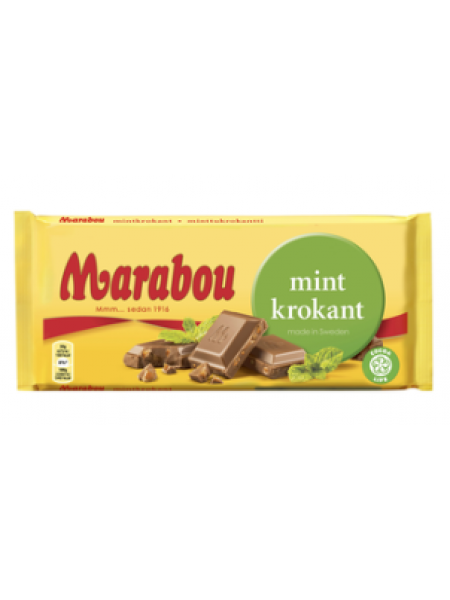 Плиточный шоколад Marabou Mint krokant 200г со вкусом мяты