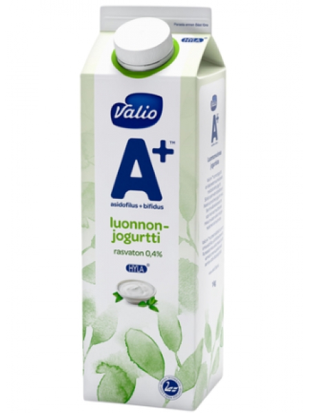 Натуральный йогурт Valio A+ luonnon jogurtti rasvaton HYLA 1 кг без жиров и лактозы