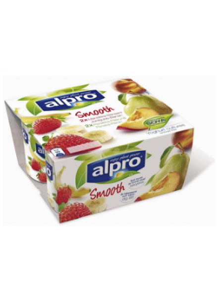 Соевый йогурт Alpro 2x (2x125г) персик-груша / клубника-банан 