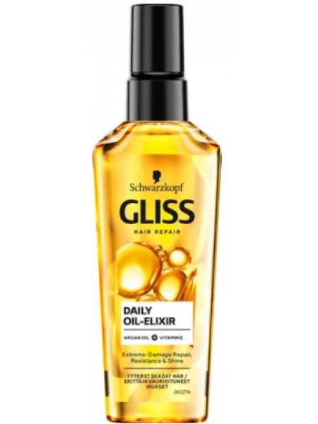Лечебное масло для волос Schwarzkopf Gliss Daily Oil 75 мл для поврежденных и сухих волос спрей