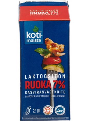 Сливки для еды Kotimaista laktoositon Ruoka 7% 2дл без лактозы UHT