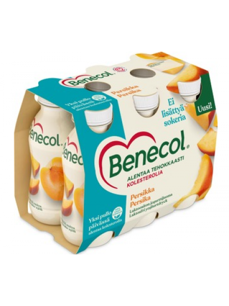 Йогуртный напиток Benecol 6X100г персик без лактозы для снижения холестерина