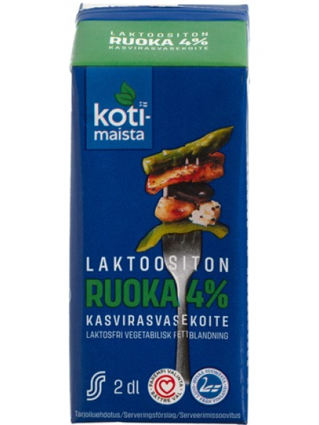Сливки Kotimaista laktoositon Kevyt Ruoka 4% 2 дл без лактозы