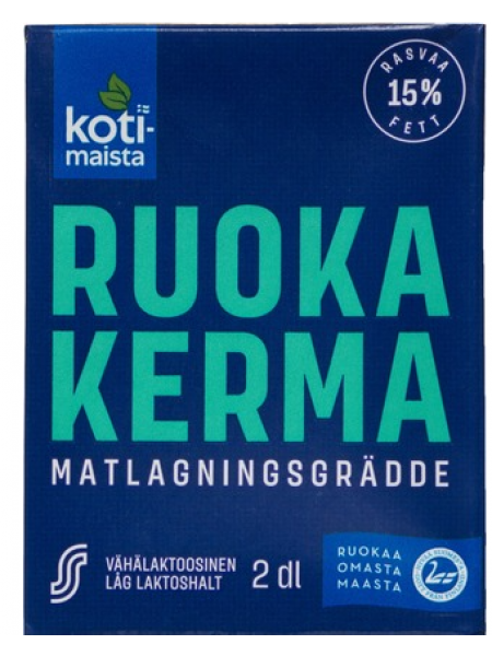 Сливки Kotimaista Ruokakerma 15% 2дл с низким содержанием лактозы