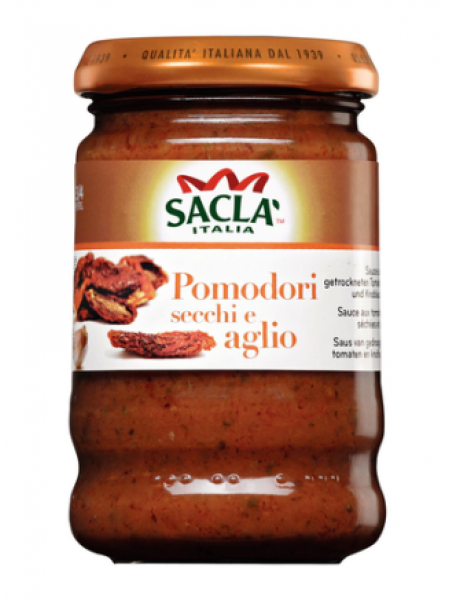 Соус песто с чесноком и вялеными помидорами Sacla Pesto pomodori Secchi & Aglio 190 г 