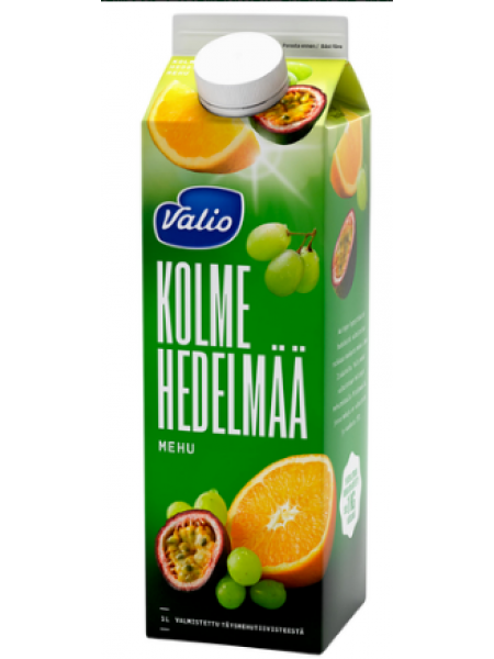 Сок мультивитамин  Valio Kolme Hedelmaa 1л виноград, апельсин, маракуйя