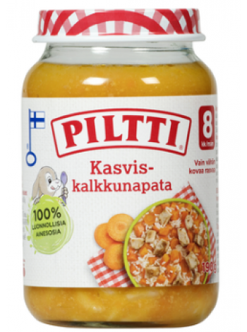 Овощное рагу из индейки Piltti Kasvis-Kalkkunapata для детей 8 месяцев 190 г