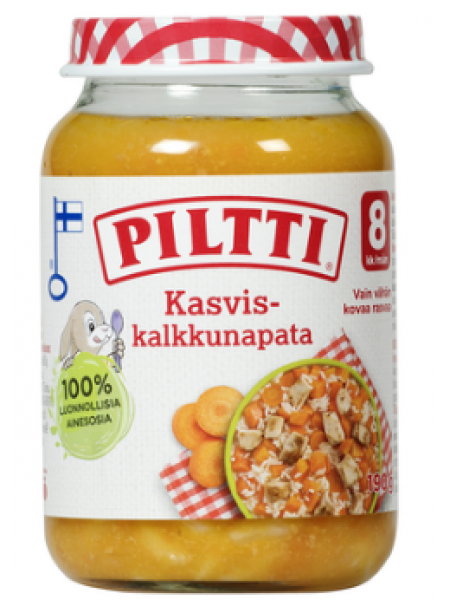 Овощное рагу из индейки Piltti Kasvis-Kalkkunapata для детей 8 месяцев 190 г 