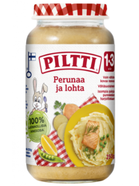 Детское питание Piltti Perunaa Ja Lohta 250г картофель и лосось 1-3 лет 