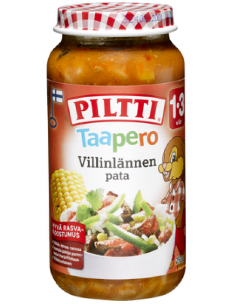 Рис с говядиной и кукурузой Piltti Villinlännenpata 250 г для детей от 1-3 лет
