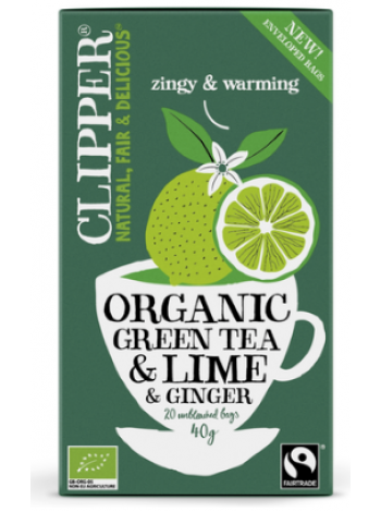 Чай в пакетиках Clipper органический зеленый с лаймом и имбирем 20 штук