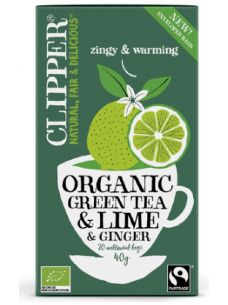 Чай в пакетиках Clipper органический зеленый с лаймом и имбирем 20 штук