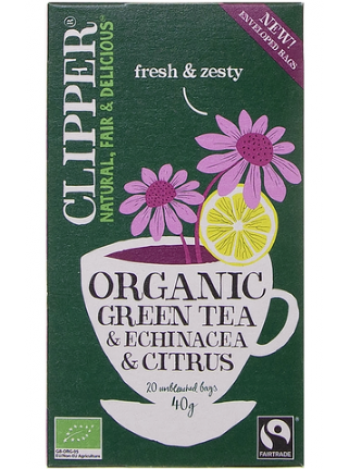 Чай в пакетиках Clipper Green Tea Echinacea Citrus органический зеленый с эхинацеей и цитрусом 20 шт