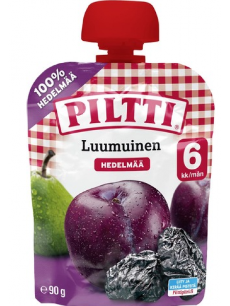 Фруктовое пюре Piltti Luumuinen Hedelmäsose 90г с 4 месяцев чернослив груша
