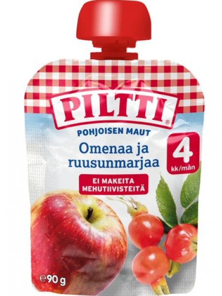 Фруктовое пюре из яблок и шиповника Piltti Omenaa Ja Ruusunmarjaa 90 г с 4 месяцев