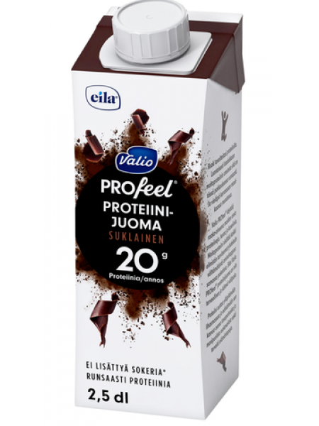 Несладкий протеиновый напиток шоколадный Valio PROfeel sokeroimaton proteiinijuoma suklainen UHT 2,5 дл  