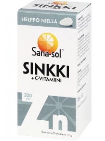 Цинк с витамином C  Витамины Sana-Sol Sinkki + C 200шт 