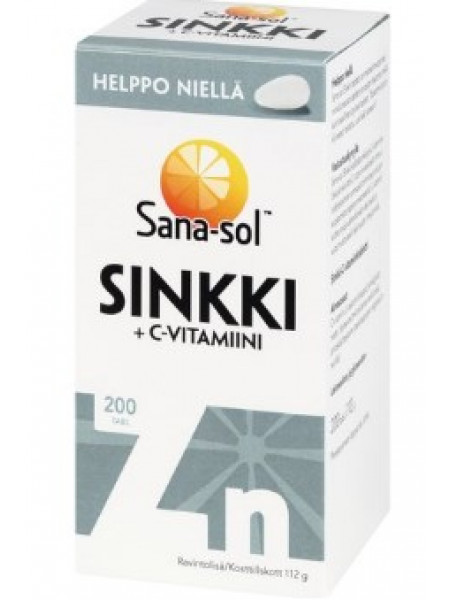 Цинк с витамином C  Витамины Sana-Sol Sinkki + C 200шт 