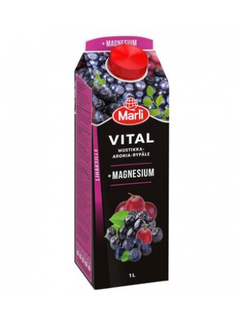 Сокосодержащий напиток Marli Vital Mustikka-Aronia-Rypälemehujuoma + magnesium 1л черника виноград