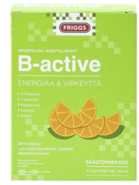 Шипучие витамины Friggs B-Active Vahva B-Vitamiini Poretabletti  3X20 шт