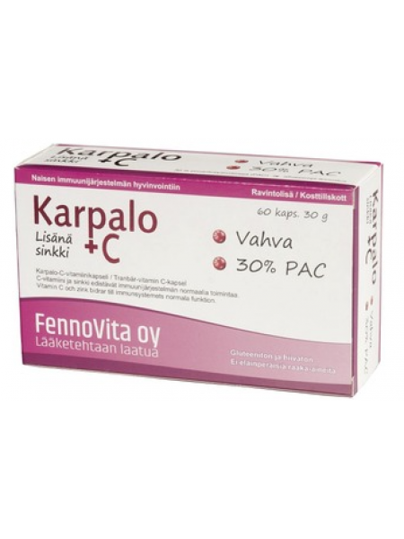 Витамин С и цинк  Fennovita Karpalo + C 30г 60таб 