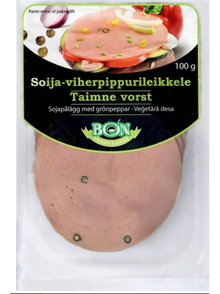 Колбаса для веганов с зеленым перцем Bon Soya Soija-Viherpippurileikkele 100г