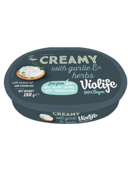 Веганский сливочный крем Violife 100% Vegan Creamy With Garlic & Herbs с чесноком и травами 150 г