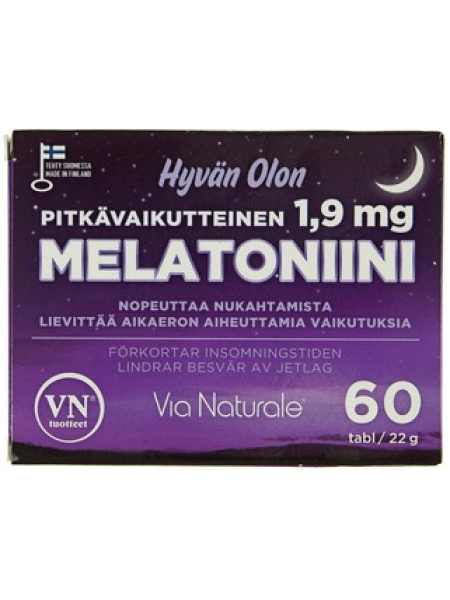 Таблетки мелатонин Via Naturale Hyvän Olon Melatoniini 1,9мг 60таб