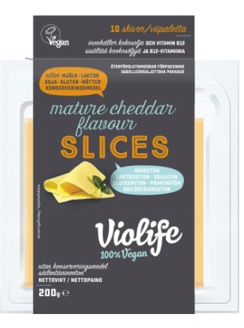 Веганские ломтики зрелого чеддера Violife 100% Vegan Mature Cheddar Flavour Slices 200г