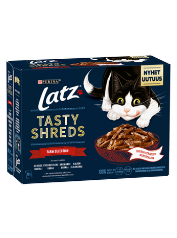Влажный корм ​​для кошек LATZ Tasty Shreds Farm Selection 12x80г