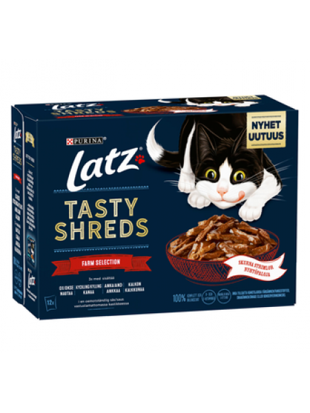 Влажный корм ​​для кошек LATZ Tasty Shreds Farm Selection 12x80г