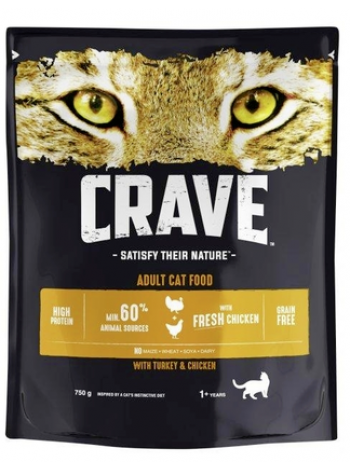 Сухой корм для кошек Crave 750г курица индейка