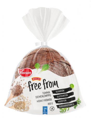 Безглютеновый темный хлеб с семечками Vaasan Moilas Free From Tumma siemenlimppu 400г