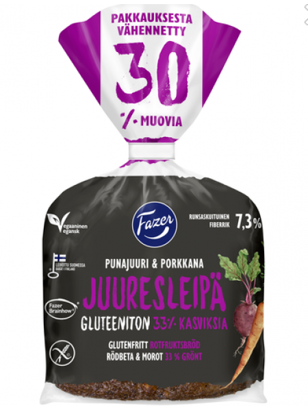 Безглютеновый овощной хлеб FAZER Juuresleipä 165г 3шт