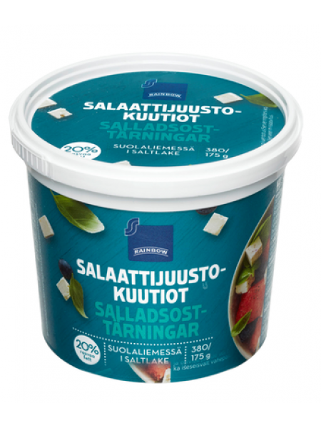 Кубики салатного сыра Rainbow Salaattijuustokuutiot Suolavedessä 20% 370/175г